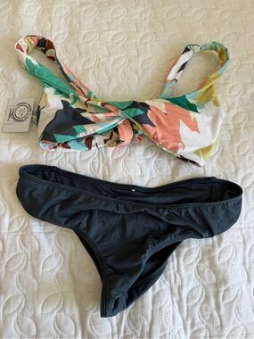 O'Neill Green, Black and White Printed Bikini Set